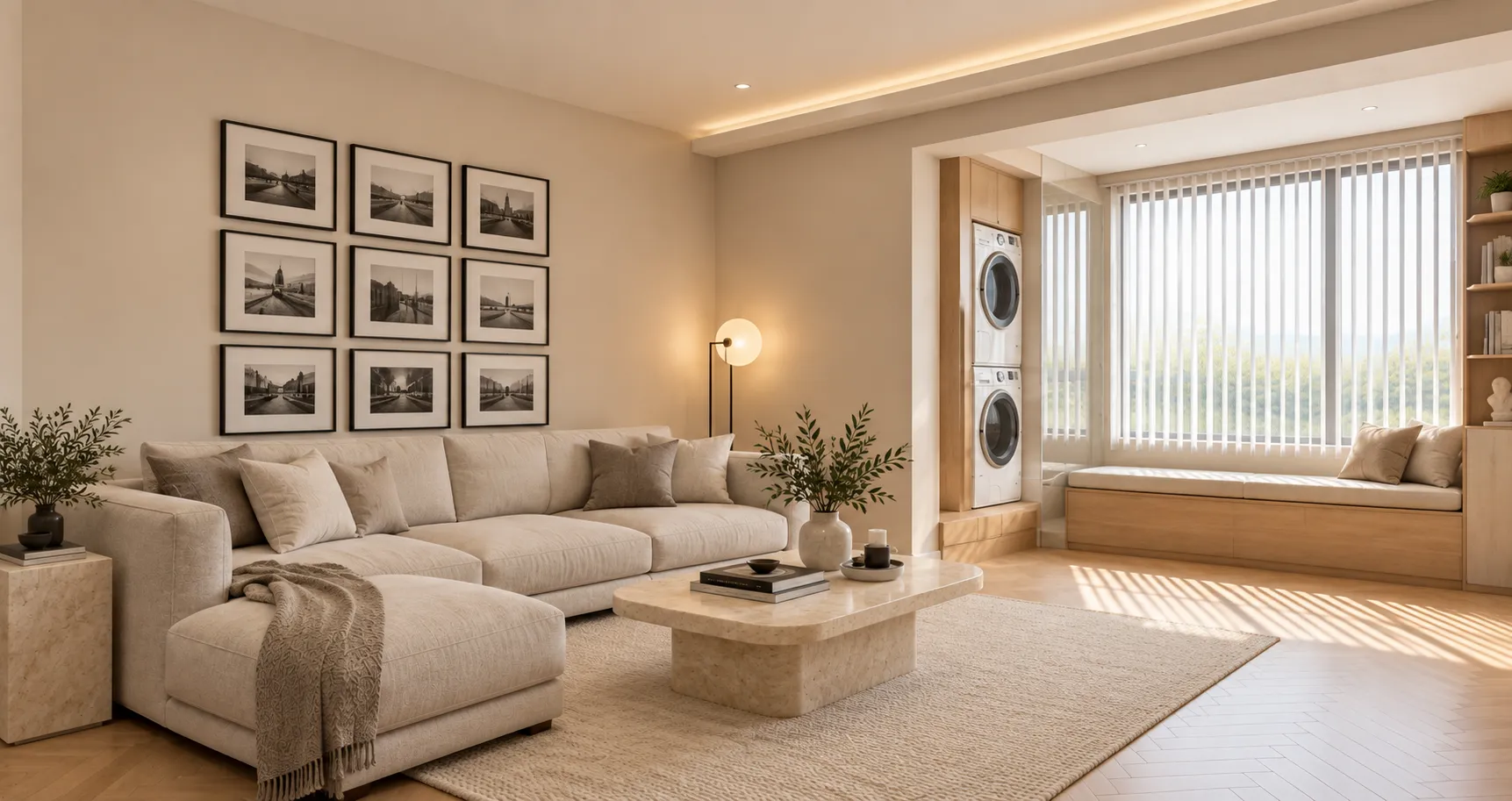 AI-generated interior image aligned to the editable 3D viewpoint