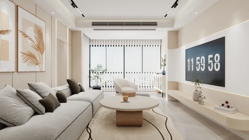 Living room design output with a sofa, armchair, and coffee table